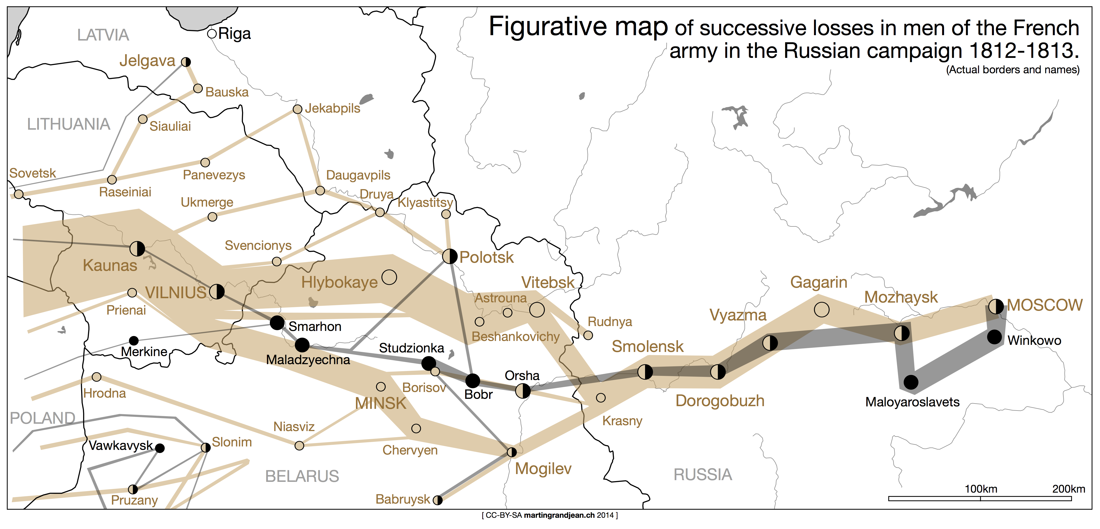A rework of Minard’s map, the first data visualization about Napoleon