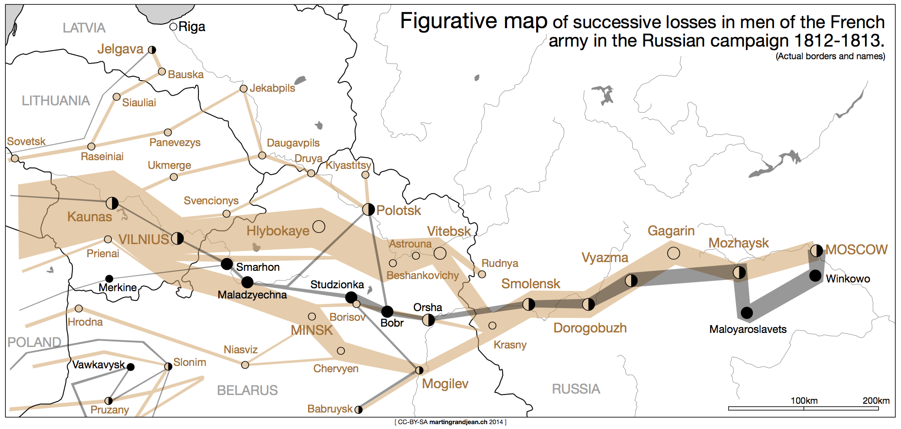 Historical Data Visualization: Minard’s map vectorized and revisited