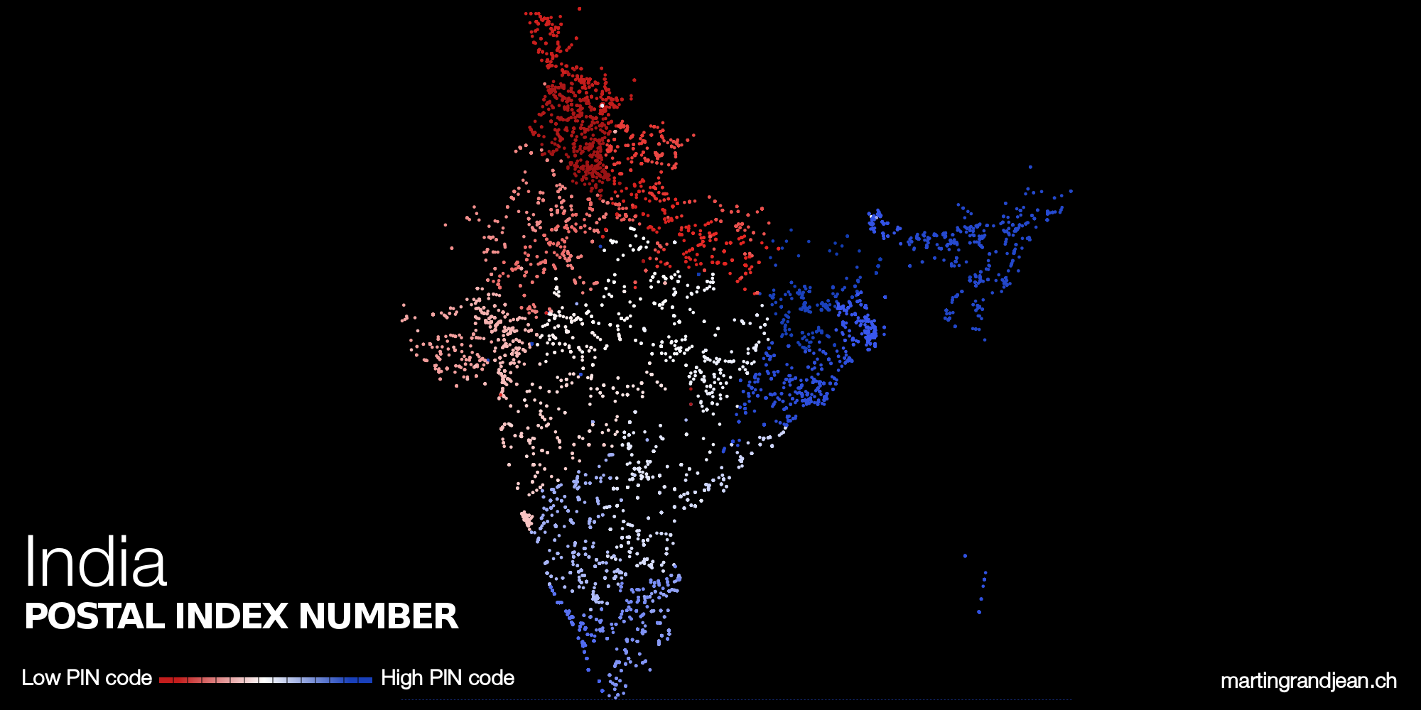 India PIN codes map