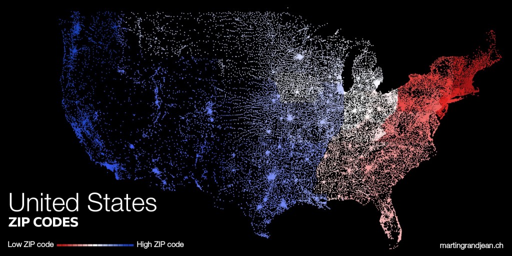 Postal/ZIP codes cartography: mapping the administrative organization  Martin Grandjean
