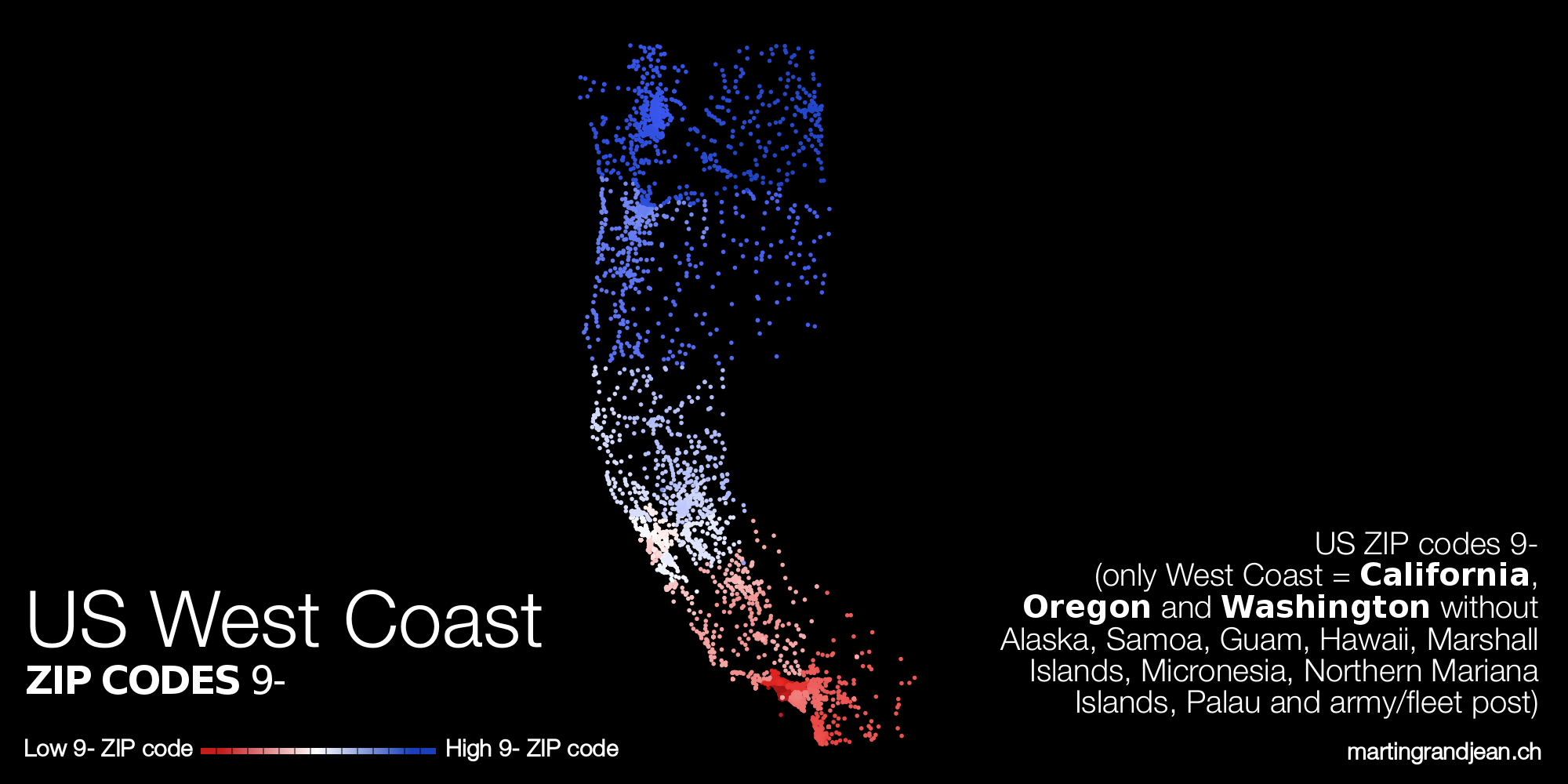 USA west coast ZIP Codes